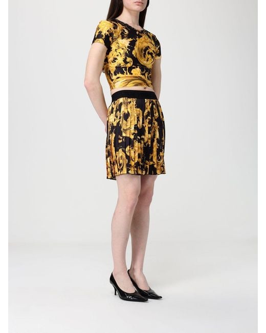 Versace Jeans Couture Black Pleated Crêpe Skirt