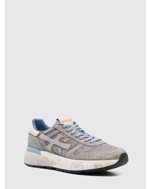 Premiata White Mick Suede And Nylon Sneakers for men