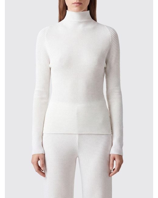 Issey Miyake White Pleated Slim Fit Turtleneck With Long Sleeves