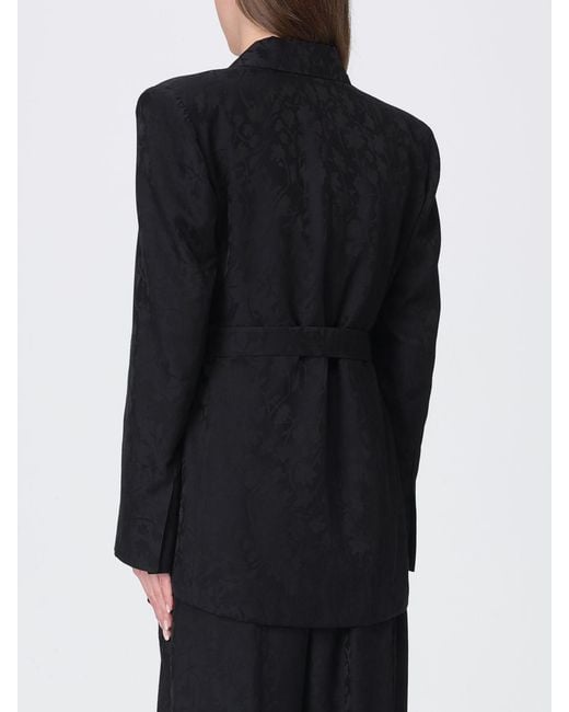 Blazer Castelnovo De Viscosa Y Modal Jacquard Fluido Pinko de color Black