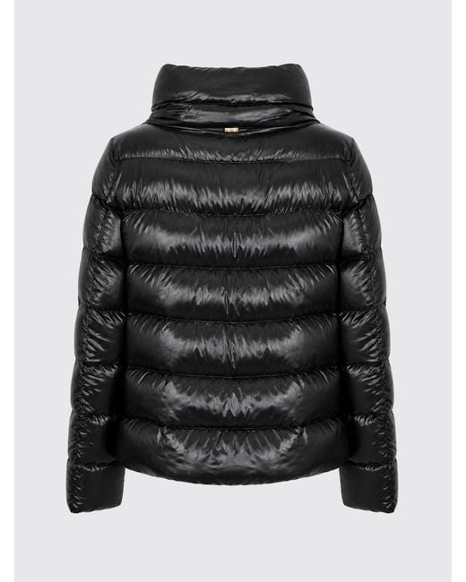 Herno Black Short Quilted Ultralight Nylon Down Jacket With High Neck And Drawstring