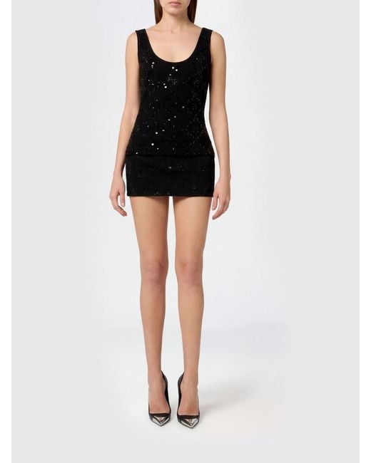 Philipp Plein Black Slim Fit Cotton Jersey Top With Rhinestone Hexagon Logo
