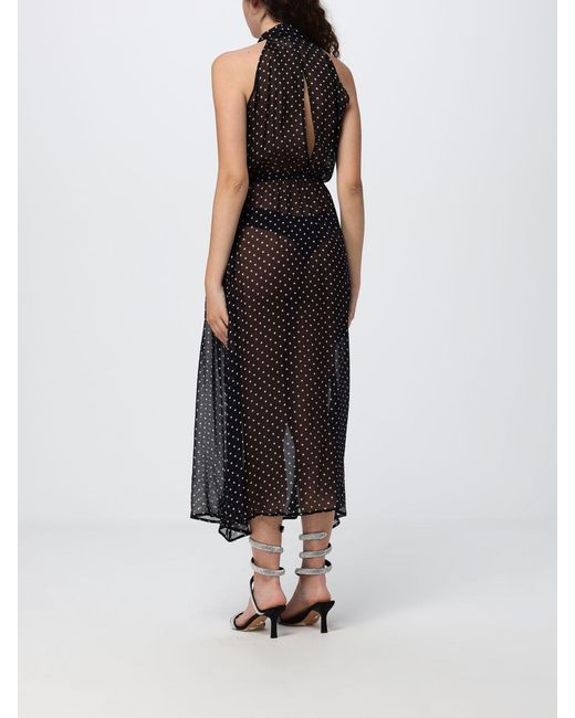 Crida Milano Black Taormina Polka-Dot Silk Chiffon Midi Dress With Halter Neck
