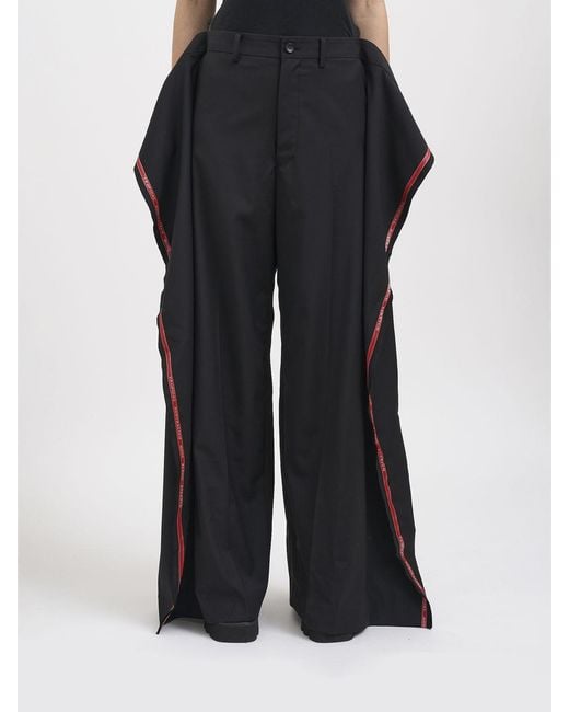 Junya Watanabe Black Asymmetrical High-Waisted Wide-Leg Trousers