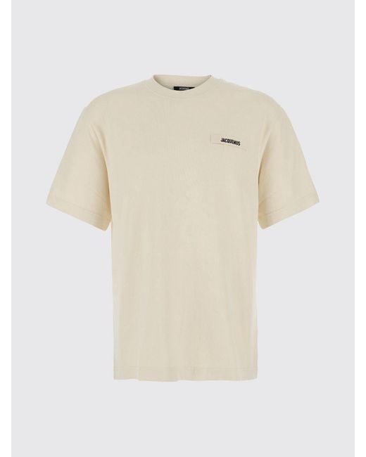 Jacquemus Natural Contrast Appliqué Logo Cotton Crew-Neck T-Shirt for men