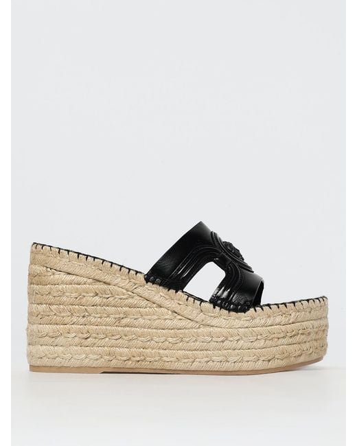 Versace Natural Medusa Emblem Espadrille Wedge Sandals