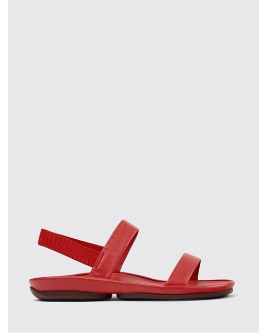 Camper Red Right Isla Leather Sandals