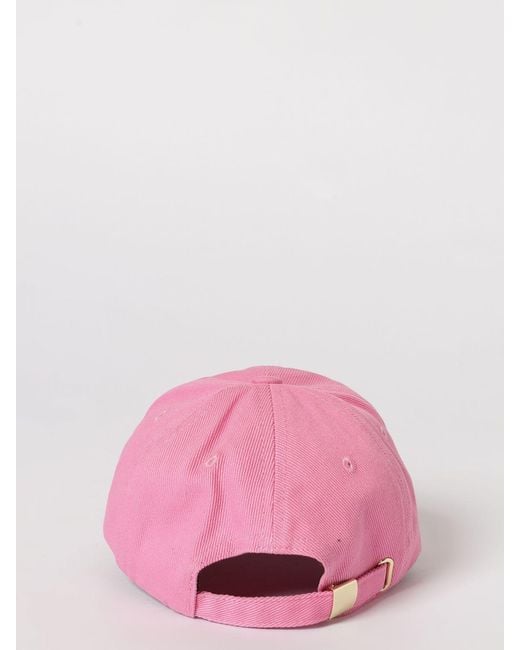 Versace Jeans Couture Pink Cotton Twill Hat With Logo Print