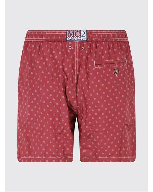 Mc2 Saint Barth Red Printed Boxer Swim Trunks for men