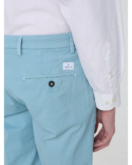 Manuel Ritz Blue Stretch Cotton Chino Trousers for men