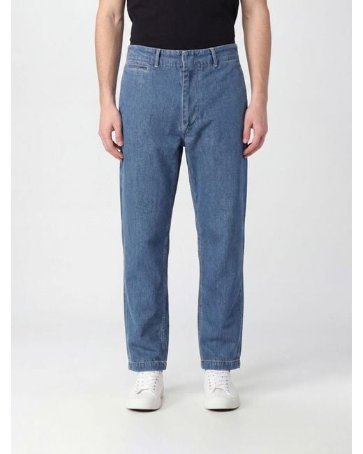 Nanamica Blue Straight Fit Cotton Blend Denim Jeans With Belt Loops for men