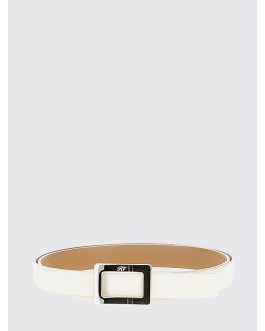 Roger Vivier White Belle Vivier Leather Belt