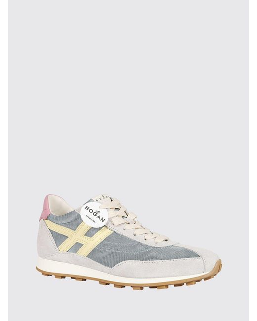 Hogan White H699 Suede And Mesh Sneakers