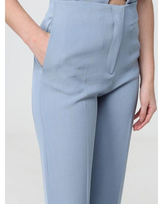 Hanita Blue High-Waisted Wide-Leg Crêpe Palazzo Trousers