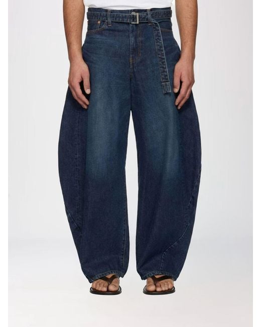 Sacai Blue Wide-Leg Baggy Denim Jeans for men