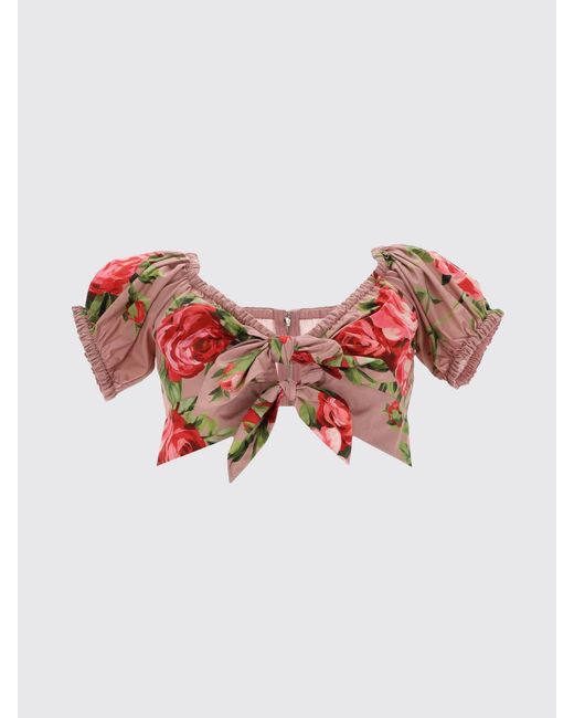 Dolce & Gabbana Pink Dolce &Amp Gabbana Cotton Top With Floral Print