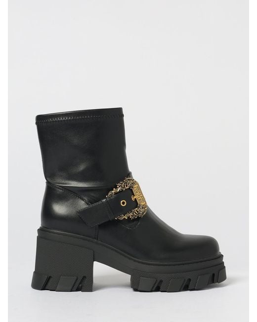 Versace Jeans Couture Black Flat Ankle Boots