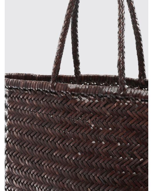 Dragon Diffusion Brown Woven Leather Handbag With Double Handle
