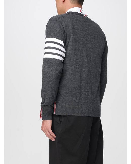 Cardigan Di Lana A Righe di Thom Browne in Gray da Uomo