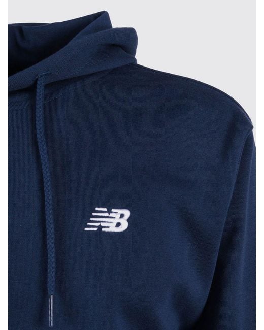 New Balance Blue Cotton Hoodie With Logo for men