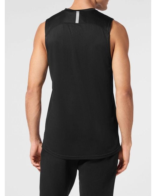 Philipp Plein Black Printed Polyester Tank Top for men