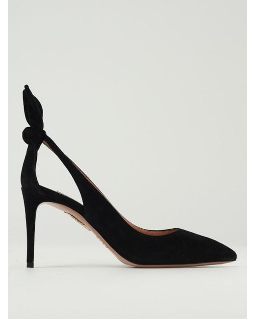 Aquazzura Black Bow Tie Suede Pumps