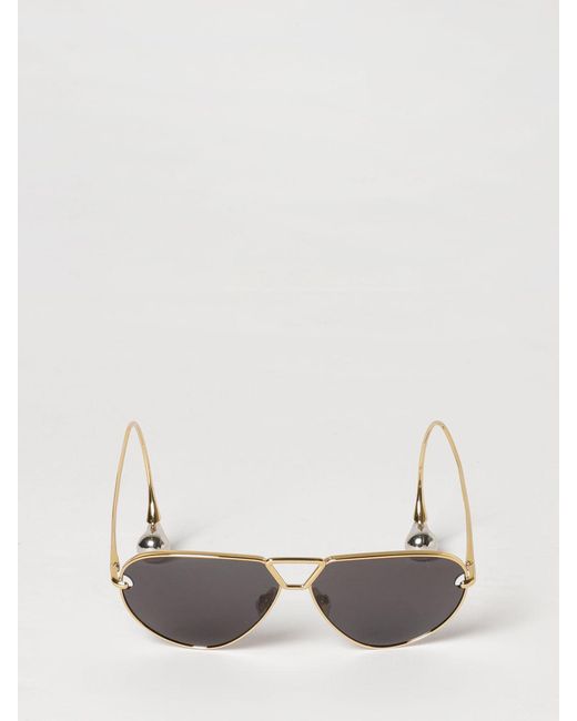 Bottega Veneta Natural Teardrop Metal Sunglasses With Double Bridge And Pearls