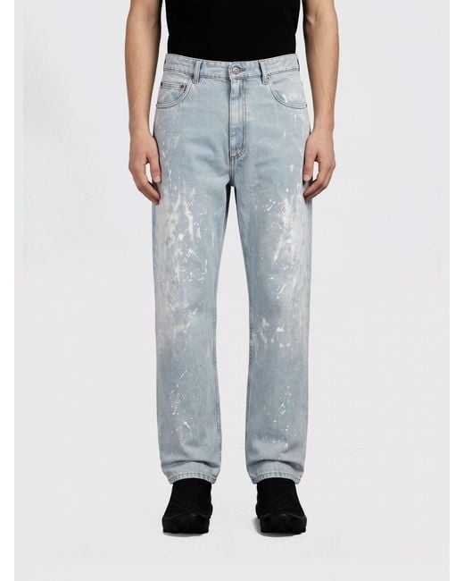 MM6 by Maison Margiela Blue Printed Denim Straight Jeans for men