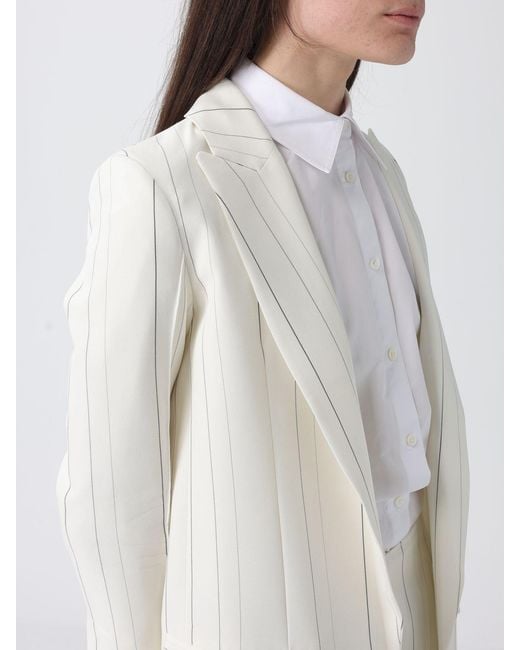 Semicouture Gray Striped Single Breasted Blazer