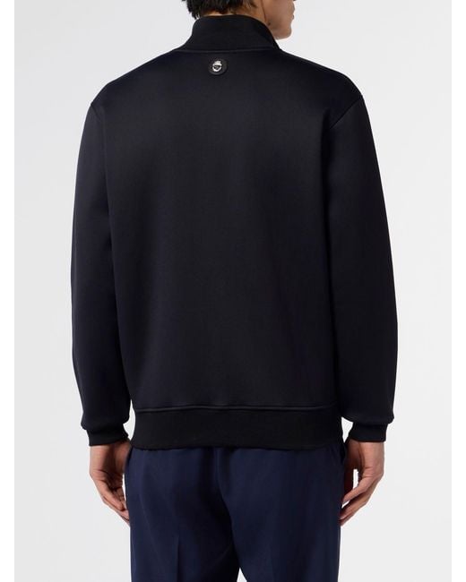 Billionaire Blue Cotton Zip-Up Sweatshirt With Turtleneck Collar for men