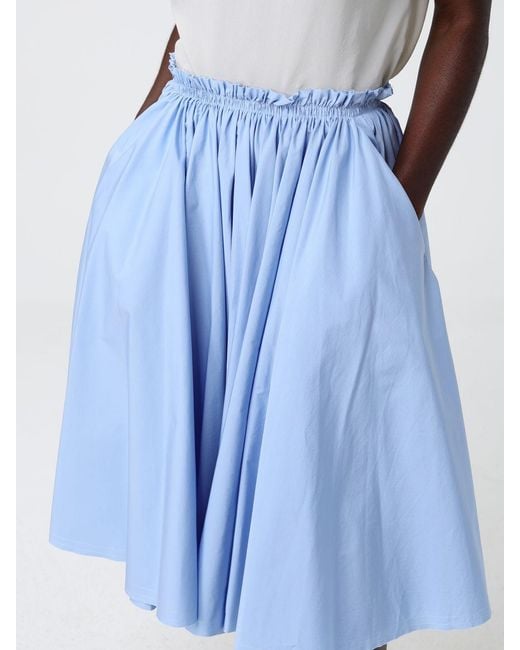 AMI Blue Pleated Cotton Skirt