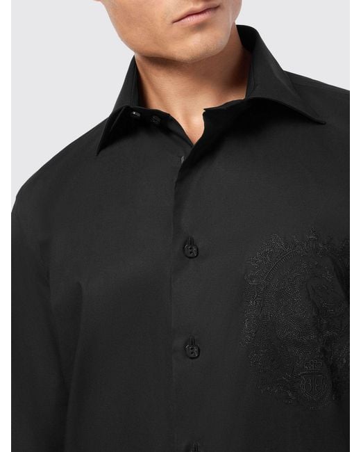 Billionaire Black Cotton Poplin Shirt for men