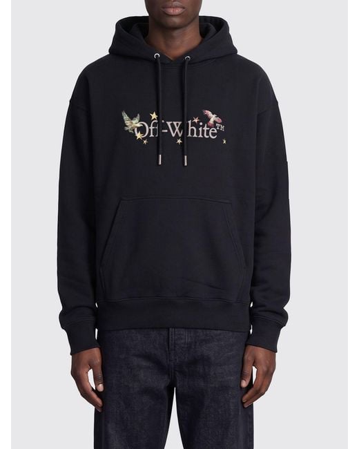 Off-White c/o Virgil Abloh Blue Printed Cotton Hooded Sweatshirt for men