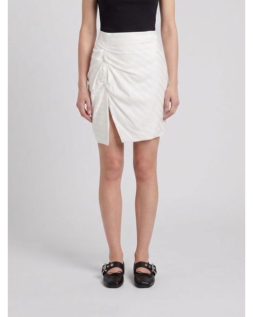 Vivienne Westwood White High-Waisted Cotton Pencil Mini Skirt With Slit