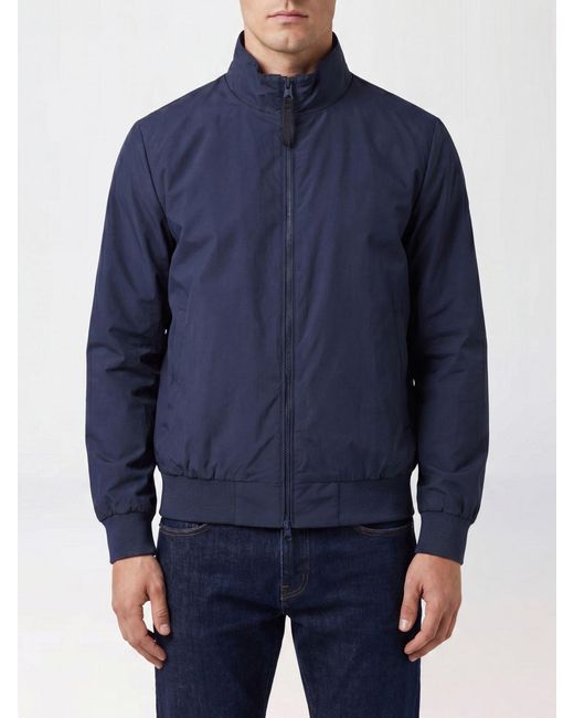 People Of Shibuya Blue Cotton Blend Bomber Jacket With High Collar And Zip Closure for men