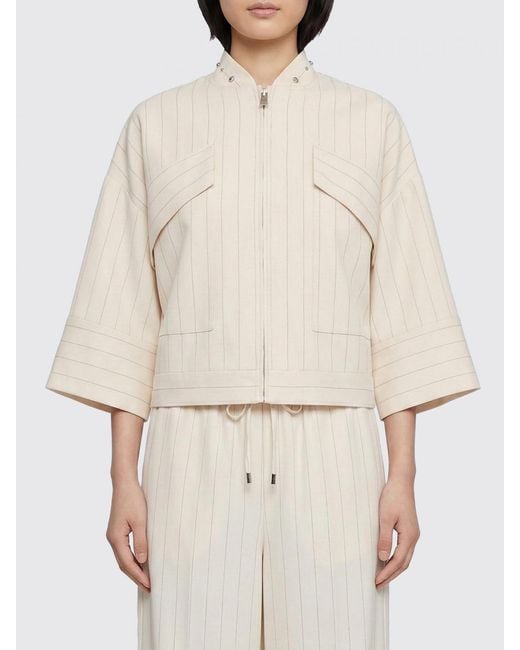 Liu Jo Natural Pinstriped Viscose Blend Jacket