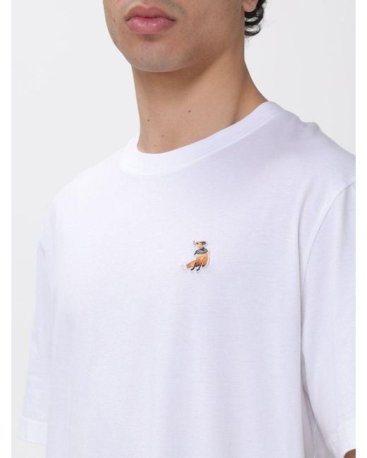 Maison Kitsuné White Maison KitsunÉ Organic Cotton T-Shirt With Logo for men