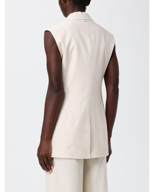 Twinset Natural Embroidered Linen And Viscose Vest
