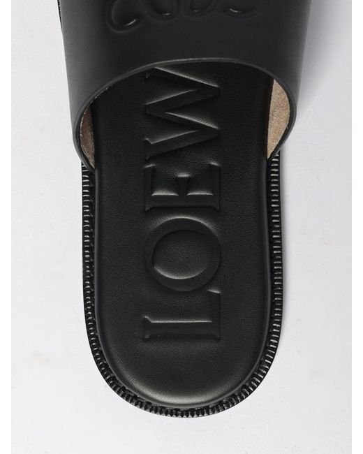Loewe Black Anagram Flex Leather Sandals for men