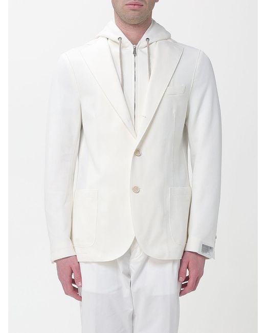 Eleventy White Single Breasted Cotton Blazer for men