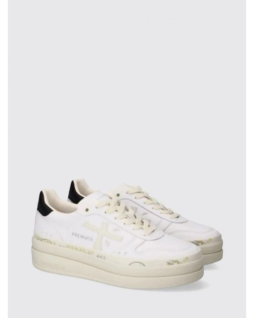 Premiata White Micol Suede Sneakers