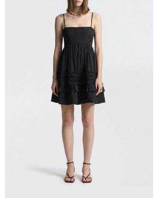 Ganni Black Cotton Skater Dress
