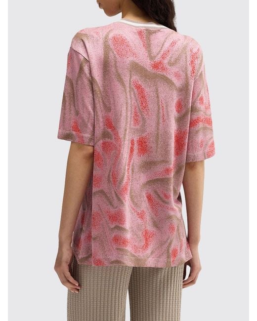 MACCAPANI Red Patterned Viscose T-Shirt