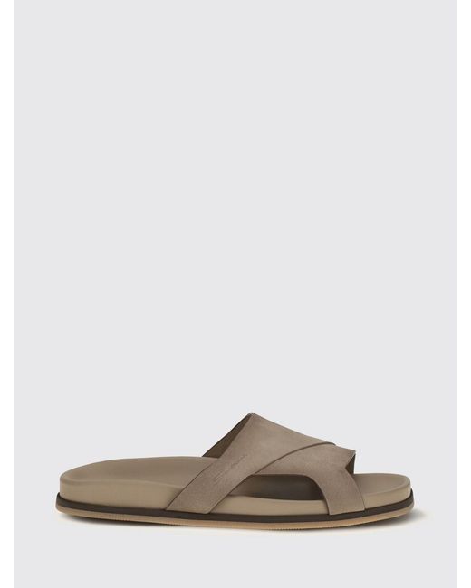Santoni Natural Suede Slippers for men