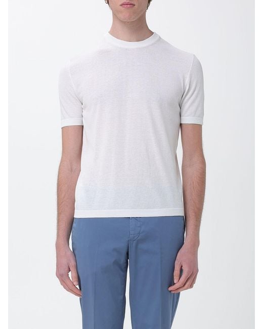 Brooksfield White Cotton Crew Neck Sweater for men