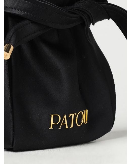 Patou Black Satin Bucket Bag