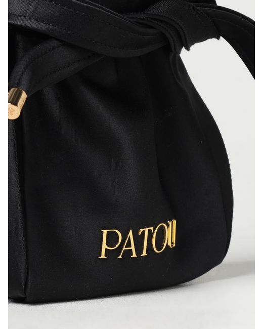 Patou Black Satin Bucket Bag