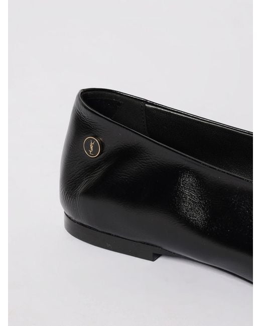 Saint Laurent White Sao Leather Ballerinas