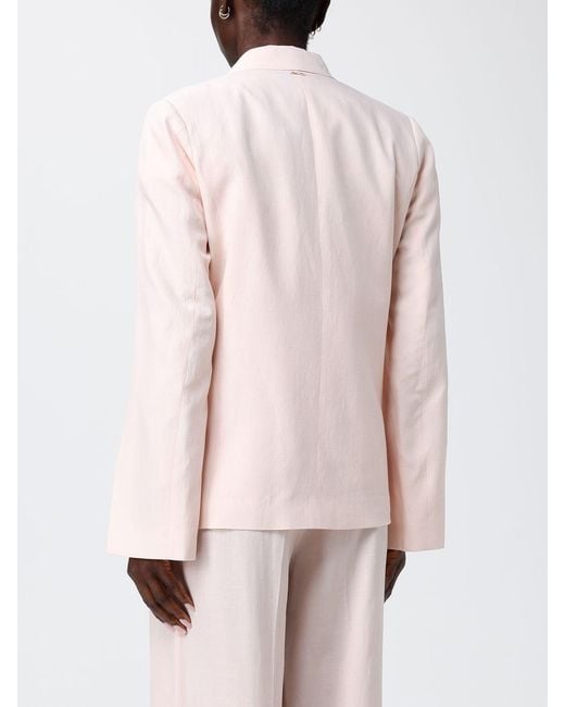 Twinset Pink Double Breasted Linen Blend Blazer