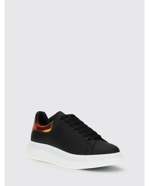 McQueen Black Oversize Leather Sneakers for men
